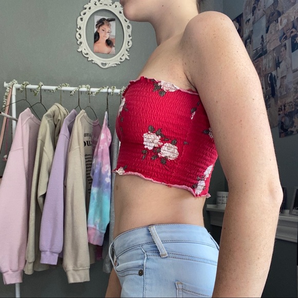 🍄GARAGE red floral tube top - Picture 5 of 8